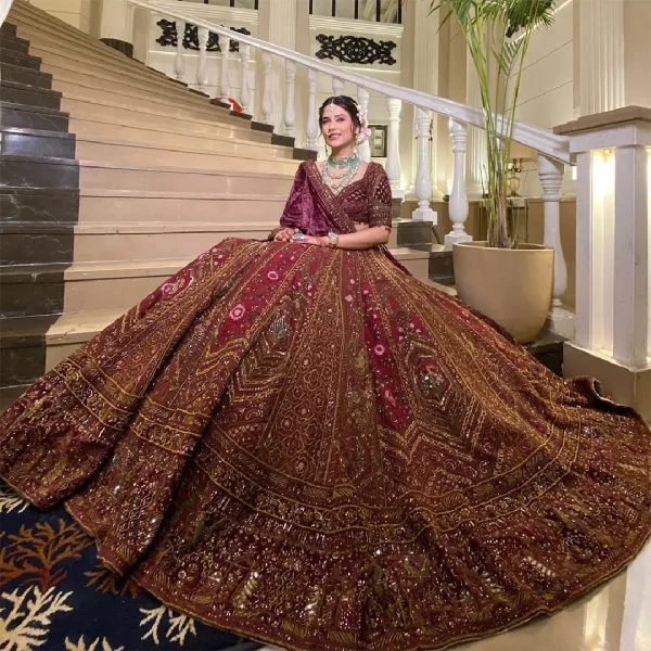 Lehenga 6443 -Wine